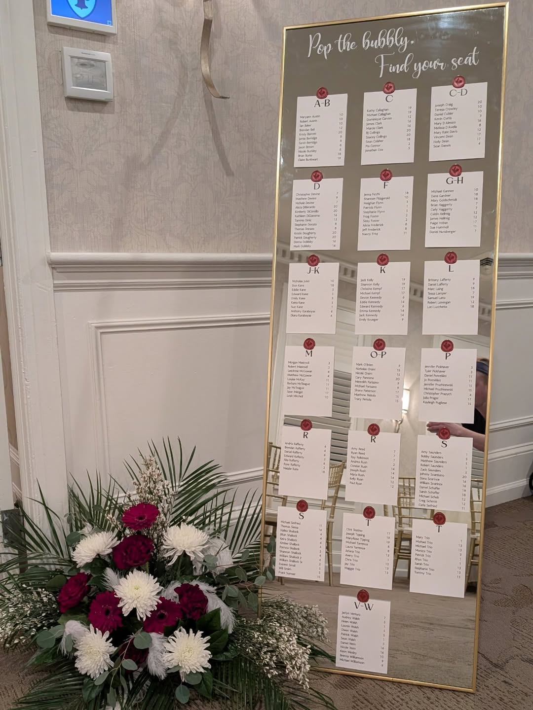 Pop the bubbly, Reception seating